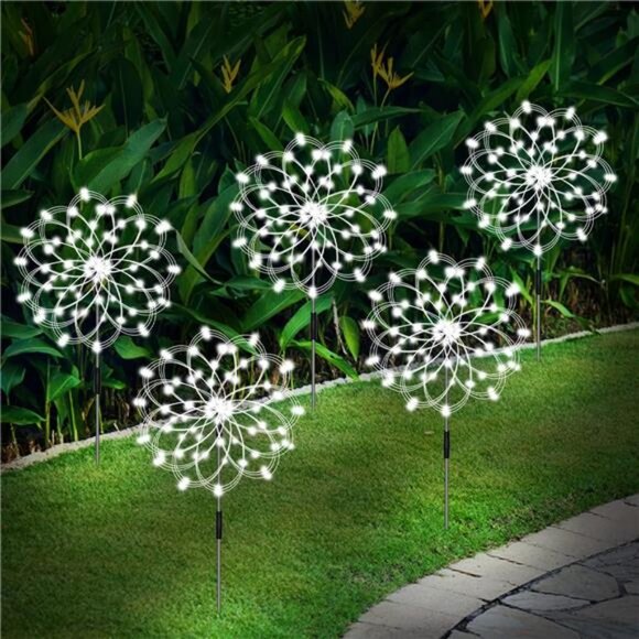 Solar Garden Lights, Firework Light Outdoor 5 Pack 120 LED Solar Waterproof - Picture 4 of 7